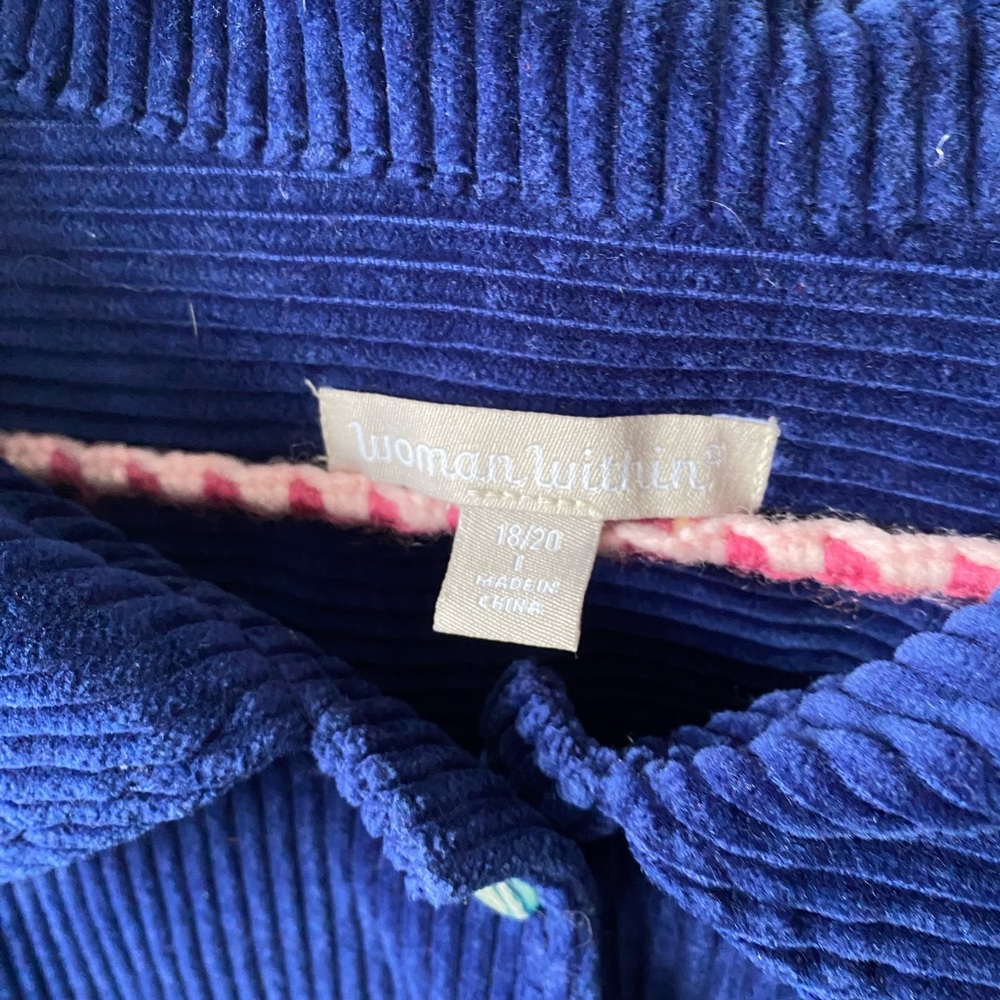 Woman Within Coat Blue Corduroy Women's 1X Swing Jacket  NWOT 92085 - Picture 3 of 6